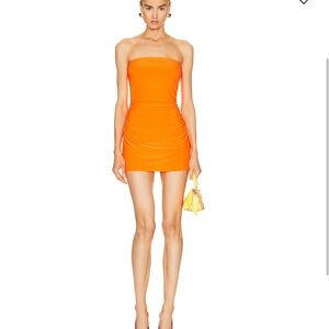 Norma Kamali strapless pickleball dress